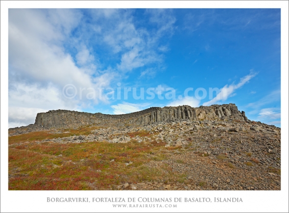 Borgarvirki, ancient fortress of basalt strata between Vesturhop