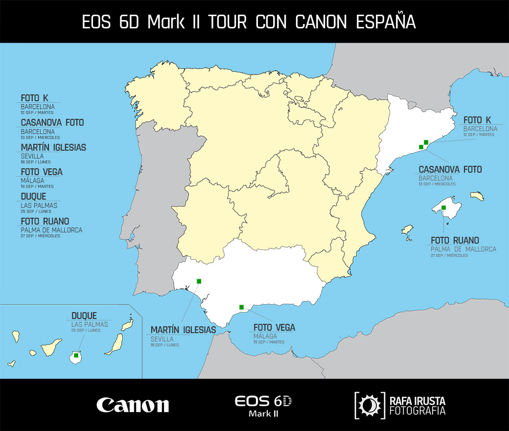 Mapa del Tour Canon EOS 6D Mark II